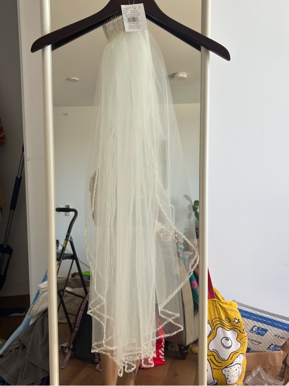 New! Bridal Veil with Beaded Edge - White retails $149